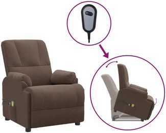 vidaXL Massagesessel mit Aufstehhilfe Braun Wildleder-Optik 3093183