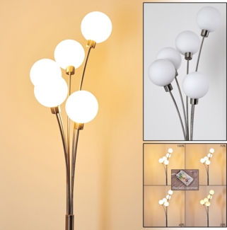 hofstein Stehlampe »Lerici« Stehleuchte in Stahl gebürstet, stufenlos dimmbar, ohne Leuchtmittel, m. Echtglas-Kugeln, G9, mit Fußschalter