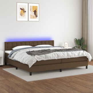 Boxspringbett mit Matratze & LED Stoff Dunkelbraun 200 x 200 cm, Härtegrad: H2 [3133504]