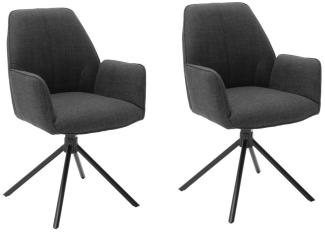 Drehstuhl PEMBA AL Stuhl 2er-Set Stoff anthrazit 180° drehbar
