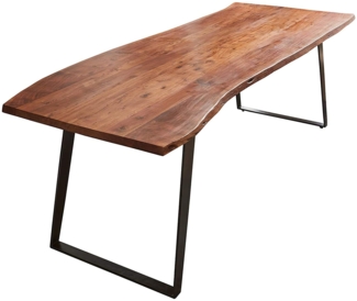 Esstisch Baumkante massiv Akazie nussbaum 180x90 schwarz Hobart 525097