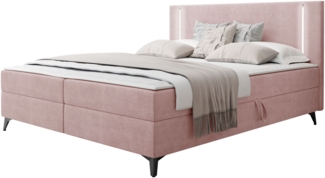 Boxspringbett Ono 2 mit LED-Beleuchtung, zwei Bettkästen (Farbe: Manila 09, Größe: 200 x 200 cm)
