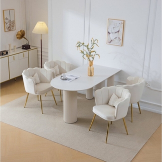 HAUSS SPOLE Esszimmerstuhl Polsterstuhl Relaxsessel mit Dekokissen, Metallbeinen Gold, Samt (Freizeitsessel mit Kissen,Sessel,Ohrensessel,Armlehnstuhl, 4 St), für Wohnzimmer, Schlafzimmer, Büro, Wartezimmer.