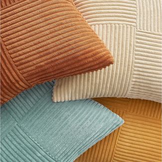 Topfinel Kissenbezug 40x40 4er set Kissenbezüge 50x50 Kordsamt mit Streifen deko Sofa, kissenbezug Orangeblau Farbverlauf Schlafzimmer Weich Hautfreundlich