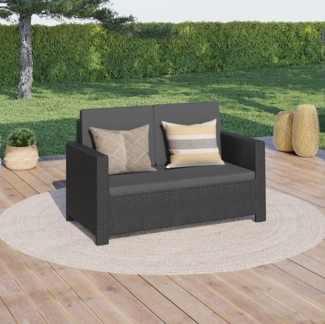 STEELSØN 'Elnath' Gartensofa 2er-Sitzer inkl. Kissen, schwarz/anthrazit, aus Polyrattan