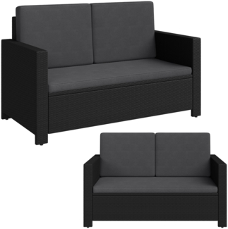 STEELSØN 'Elnath' Gartensofa 2er-Sitzer inkl. Kissen, schwarz/anthrazit, aus Polyrattan