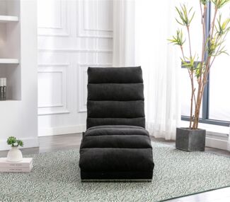 Relaxsessel Sitzfläche 55x148x84 cm, Leinenpolster, sanfte Vibrationsmassage, Schwarz