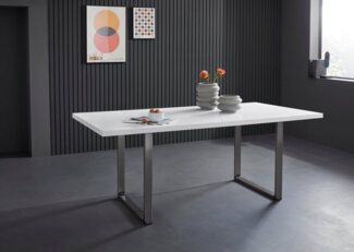 FORTE Tables Esstisch, Holzwerkstoff, Weiß, 160 x 74,7 x 90 cm