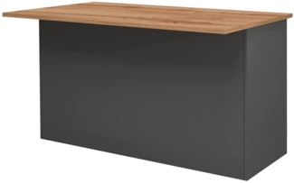 Dmora Kücheninsel Tartaro, Mehrzweckschrank, Küchenzeile Schrank, Zusätzlicher Tisch, 100 % Made in Italy, 155 x 90 x 90 cm, Anthrazit und Eiche