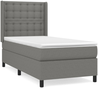 vidaXL Boxspringbett mit Matratze Dunkelgrau 100x200 cm Stoff 3131730