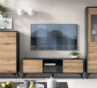Lowboard Diamond TV-Unterschrank 153cm Evoke Oak schwarz