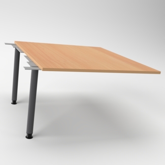 Rheinland Möbel Verkettungsplatte KONTI 120x130 cm – Erweiterungselement in Eiche mit graphitfarbenen Rundrohrfüßen, Anbautisch für KONTI Konferenztische 280/400/520 cm