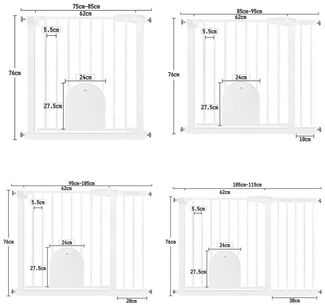 FIVMEN Treppenschutzgitter Türschutzgitter Treppengitter ohne bohren mit Haustieretür, Weiß/Schwarz Automatisch Gittertür aus Metall