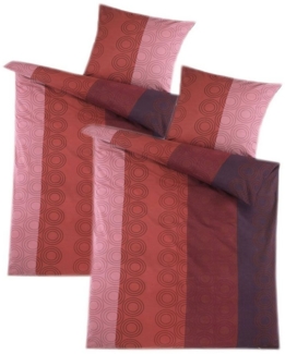 Casa Colori Bettwäsche Biber Wendebettwäsche 135x200 cm, Biber, 4 teilig, Rot gestreift