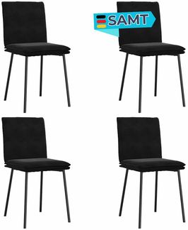 Esszimmerstühle VERA 4er Set Schwarz Samt | Polsterstühle Küchenstuhl Wohnzimmerstühle Essstühle bequem