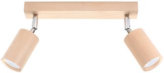 Deckenleuchte, Holz, braun, Spots verstellbar, L 30 cm