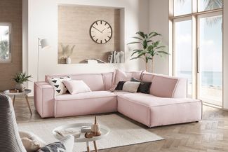 KAWOLA Sofa SAMU Ecksofa Cord rosa Recamiere rechts 72 x 224 x 254 cm