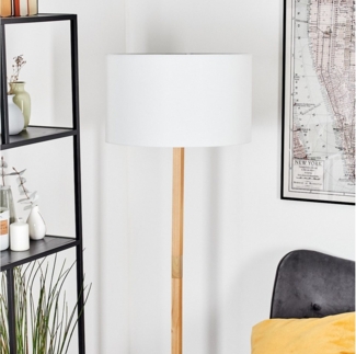 hofstein Stehlampe Stehlampe aus Metall/Holz im modernen Boho-Design, ohne Leuchtmittel, Stehleuchte mit Schirm aus Stoff und Fußschalter, Ø 50 cm, 172 cm, E27