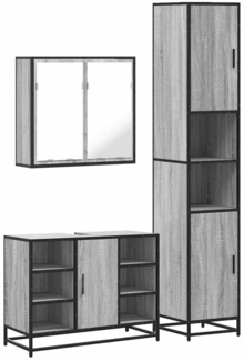 vidaXL 3-tlg. Badmöbel-Set Grau Sonoma Holzwerkstoff 3301093