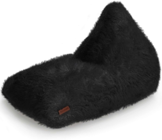 Green Bean® Sitzsack Felloptik Indoor 150x100x100cm mit 220 Liter EPS-Perlen Füllung - Kuschelig Weich Waschbar - Schwarz