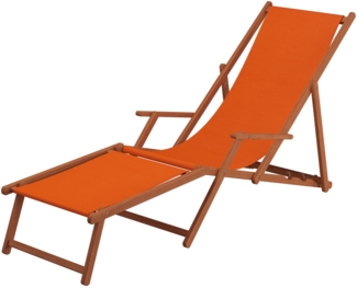 Liegestuhl terracotta Gartenliege Strandliege Holzliege Buche Fußteil Kissen klappbar 10-309FKH