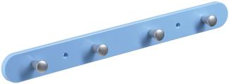 Hettich Garderobenleiste 4 Haken 38,0 x 4,0 x 0,8 cm hellblau