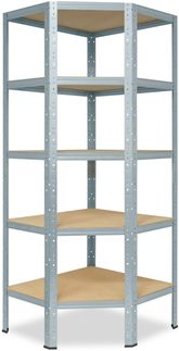shelfplaza HOME 180x60x30 cm Eckregal in grau-verzinkt mit 5 Böden und 175 kg Traglast pro Boden