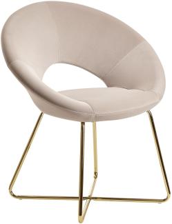 Kadima Design Esszimmerstuhl "Neto": Samtbezug, Metallbeine, 57x83x60 cm, Kunststoffnoppen. Beige, 60x57x83 cm