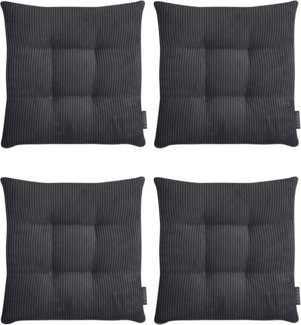 MAGMA Stuhlkissen Sitzkissen INGA - ca. 35 x 35 x 5 cm Cordstoff 4er Set anthrazit