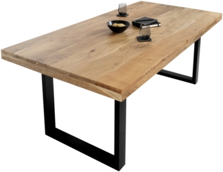 Esstisch Akazie Natur 220 x 100 cm massiv gerade Tischkanten U-Gestell schwarz RIO 134872782