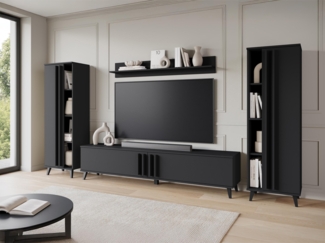 Wohnwand Hailea I (Farbe: Schwarzer Graphit)