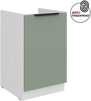 Küchen Spülenunterschrank 50 cm Küche ARIA Aquamarin ultra matt + Weiss matt, hochwertige Fronten mit Anti Fingerprint Beschichtung Küchenzeile Küchenblock