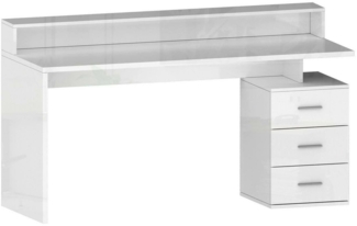 Dmora Schreibtisch Bardi, Schreibtisch mit Platte und LED-Leuchten, Mehrzweck-Büroschreibtisch, platzsparender Schreibtisch, 160x60h90 cm, Weiß