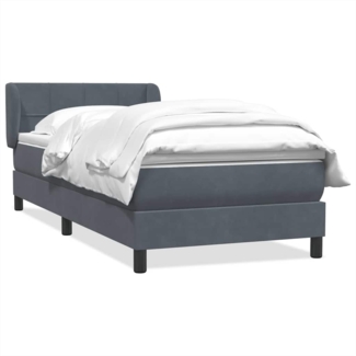 vidaXL Boxspringbett mit Matratze Dunkelgrau 80x220 cm Samt 3317548