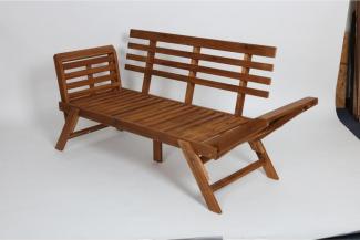 Gartenbank 196x70x75cm Klappbar Akazienholz Liege Sofa Park Sitzen Gartenmöbel