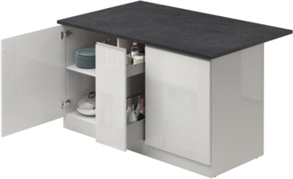 KOCHSTATION Kücheninsel KS-Sole,Kochinsel,Küchenarbeitsblock,Inselküche,Arbeitsinsel, Breite 155 cm, mit Apothekerauszug, gedämpfte Türen