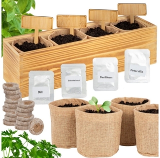 ONVAYA Anzuchttopf Kräuter Anzuchtset mit Holzkiste, Indoor Mini-Kräutergarten (1 St)