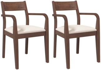 vidaXL Esszimmerstühle mit Kissen 2 Stk. Braun Massivholz Gummibaum 4102507