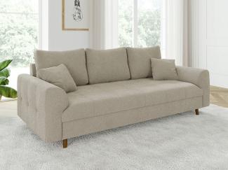 S-Style Möbel 3-Sitzer Sofa Leif mit Holzfüßen im skandinavischen Stil aus Boucle-Stoff, mit Wellenfederung