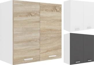 VCM Küchenschrank Breite 60 cm Holztür Hängeschrank Küche Küchenmöbel Esilo Weiß/Anthrazit