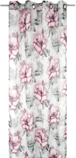 Arsvita Gardine (Flower) Voile mit Ösen 140x245cm Ösenvorhang für zu Hause, transparente und moderne Fensterdekoration