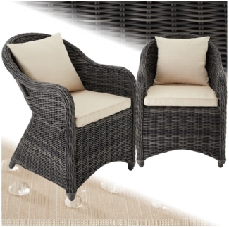 tectake Rattanstuhl 2er Set Rattansessel (Set, 2 St), Natur nachempfundenes Polyrattan