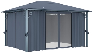 vidaXL Pavillon mit Vorhängen 400×300 cm Anthrazit Aluminium 48045