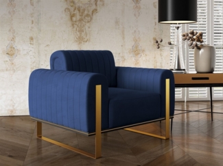 Sessel Designersessel VALERIE in Stoff Elisa Velvet Dunkelblau
