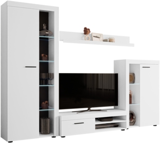 Wohnwand Rango (Farbe: Weiß, mit LED Beleuchtung)