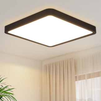 ZMH LED Deckenleuchte Flache Schlafzimmerlampe 23CM 18W Quadratisch Schwarz 3000K
