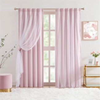 Kaket Verdunkelungsvorhang Verdunkelungsvorhänge mit Doppelschicht, Verdunkelnde Voile-Gardinen