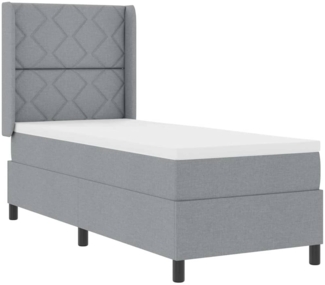 vidaXL Boxspringbett mit Matratze in Hellgrau, 90 x 190 cm, aus Stoff 3341679