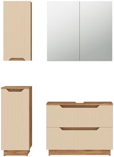 Badmöbel-Set Lotta Eiche/Kaschmir gestreift 4 Teile Vicco