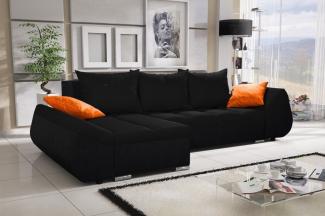 Ecksofa Sofa KLEO mit Schlaffunktion Schwarz Ottomane Links